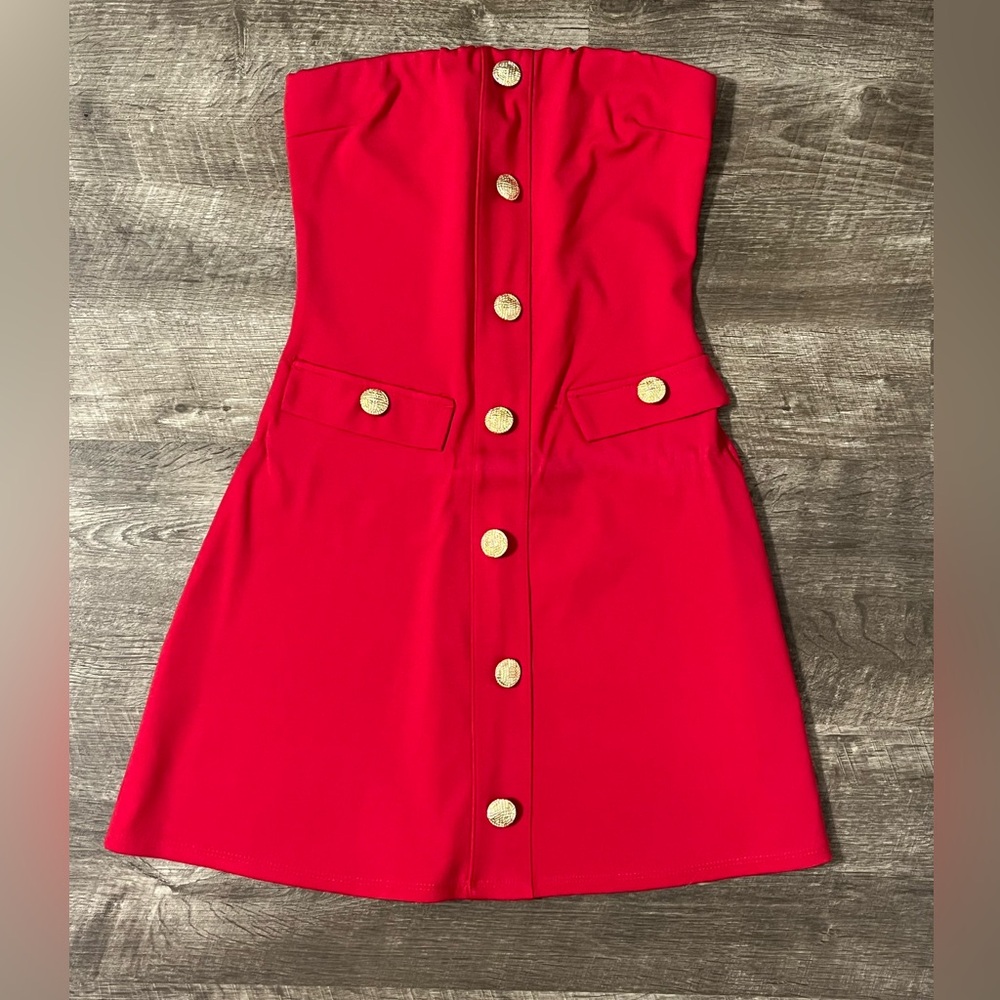 Chic Red strapless  boutique dress